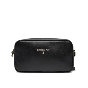 Black leather Patrizia Pepe bag with shoulder strap