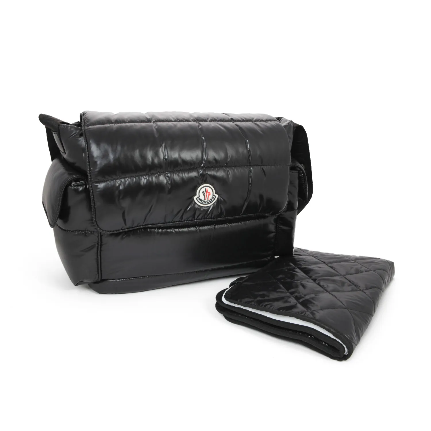 Black Quilted Nylon Changing Bag: Available