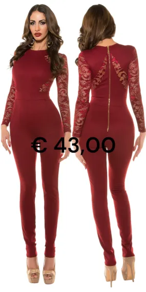 Bordeaux Jumpsuit with Lace Zipper 0000OV18951-1