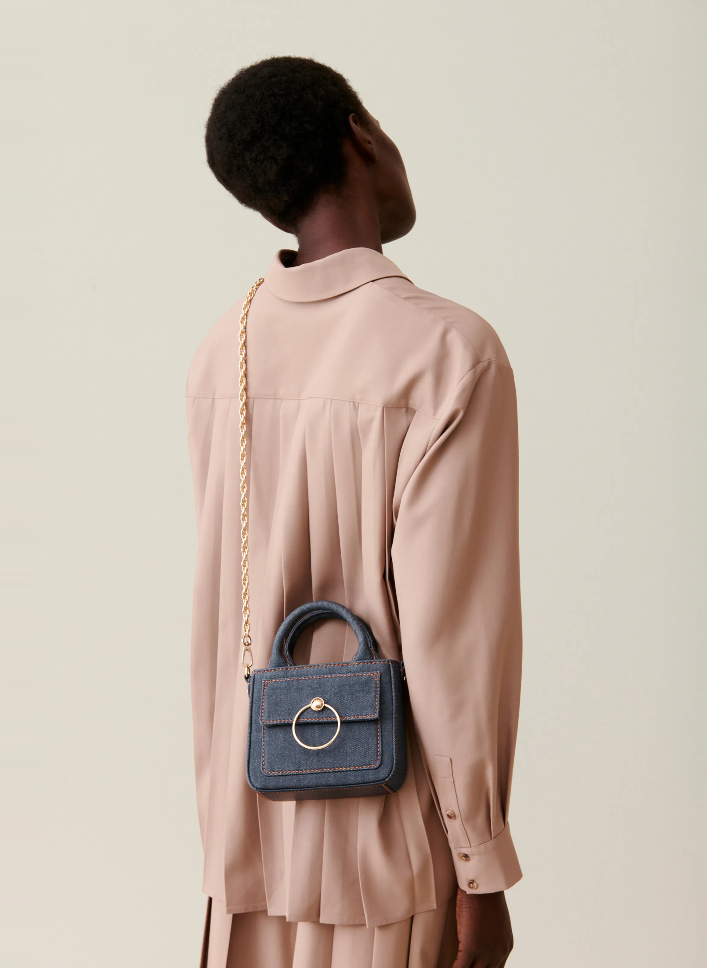 CLAUDIE PIERLOT Mini Cotton Denim Crossbody Bag | Blue