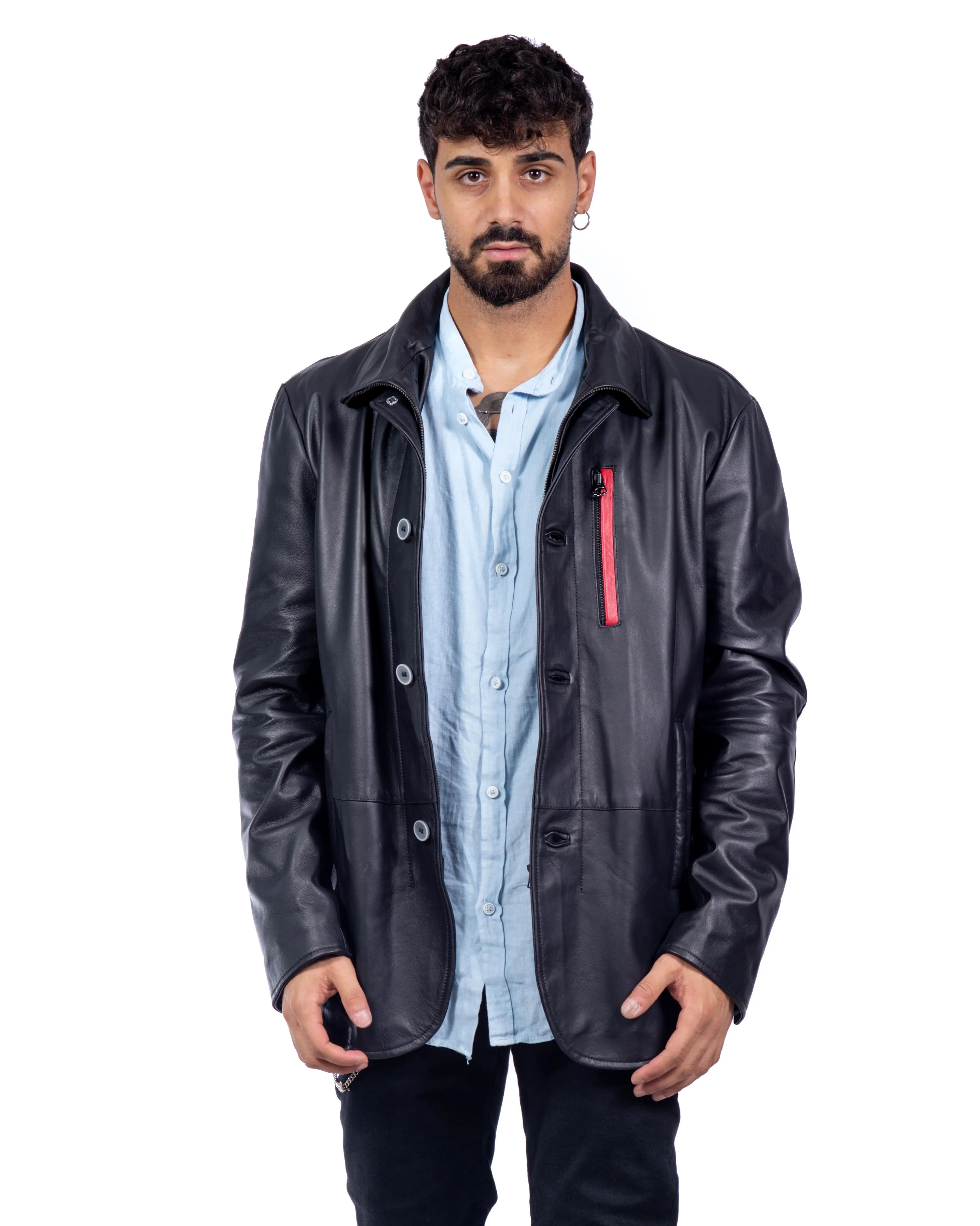 GIACCONE DA UOMO IN PELLE NERO MOD. FERRARI