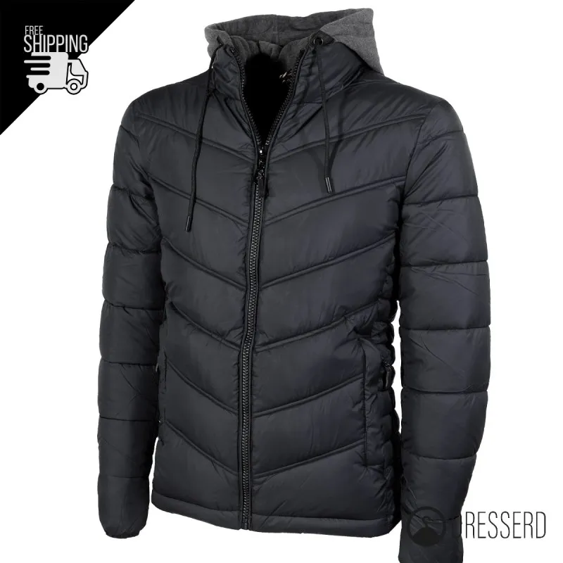 Men's Hooded Sweatshirt Jacket with Detachable Fleece Hood Winter Clothing