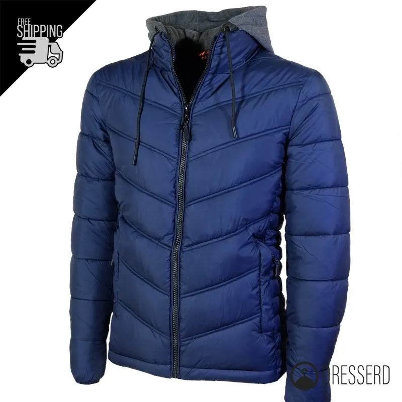 Men's Hooded Sweatshirt Jacket with Detachable Fleece Hood Winter Clothing