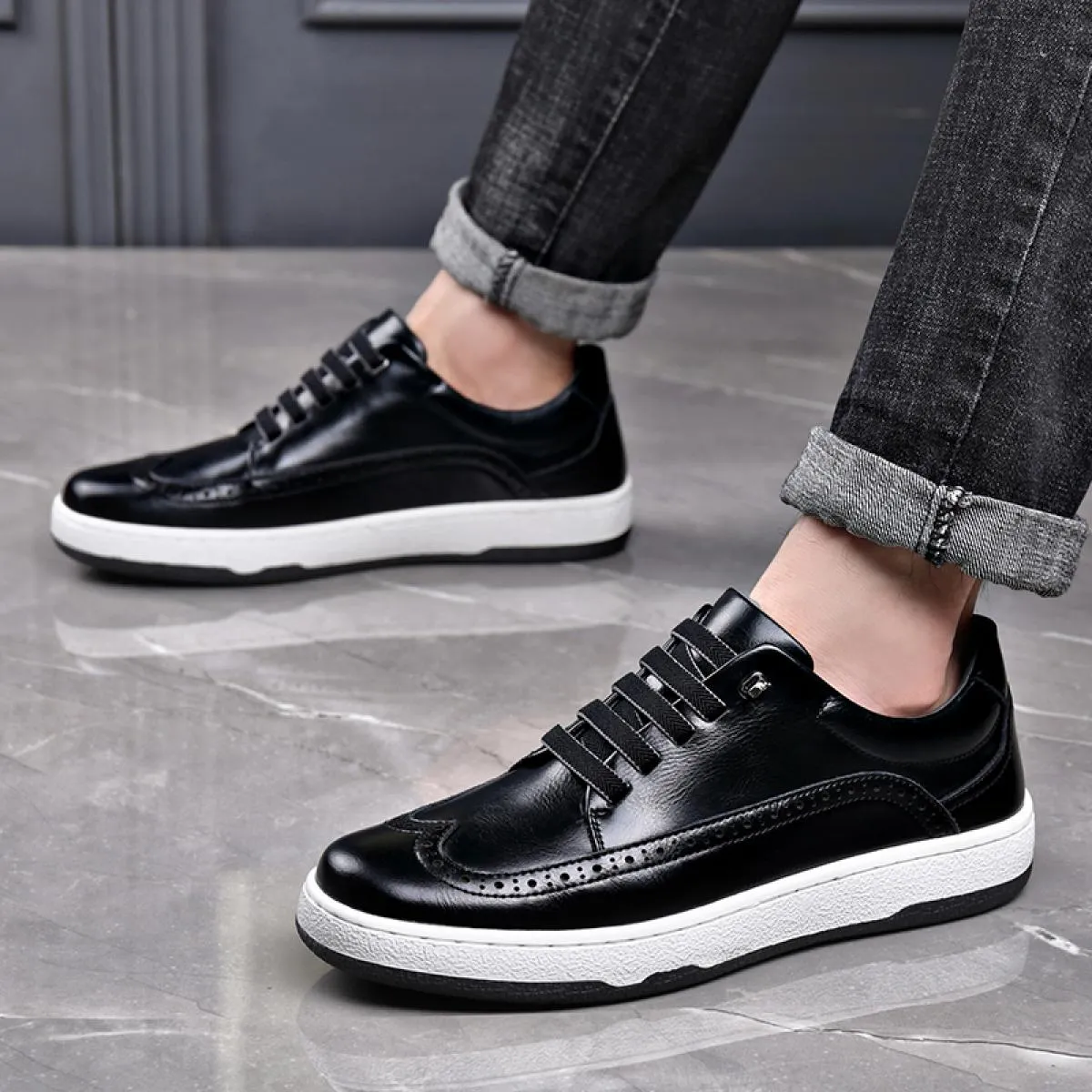 Men's trendy shoes made with high-quality breathable leather, odor-resistant, soft sole design for work and casual wear.