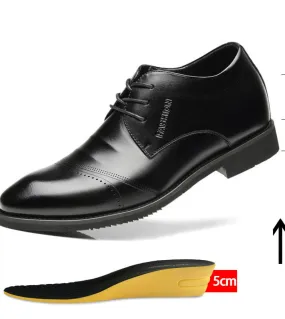 New men's shoes with 8 cm height increase for work or wedding in UK style with pointed toe.