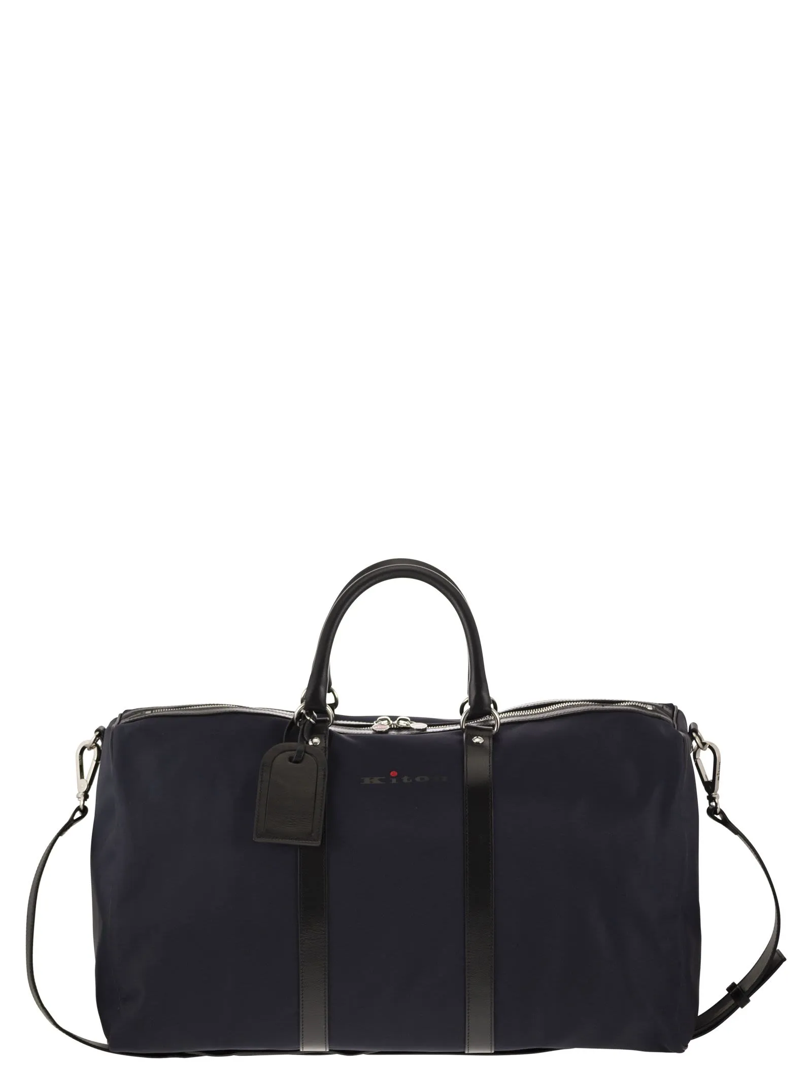 Nylon weekend bag with leather details.