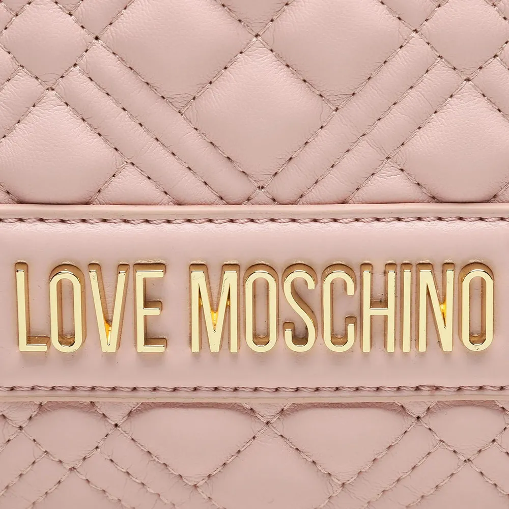 Quilted Love Moschino Women's Backpack, Love Lettering, Blush