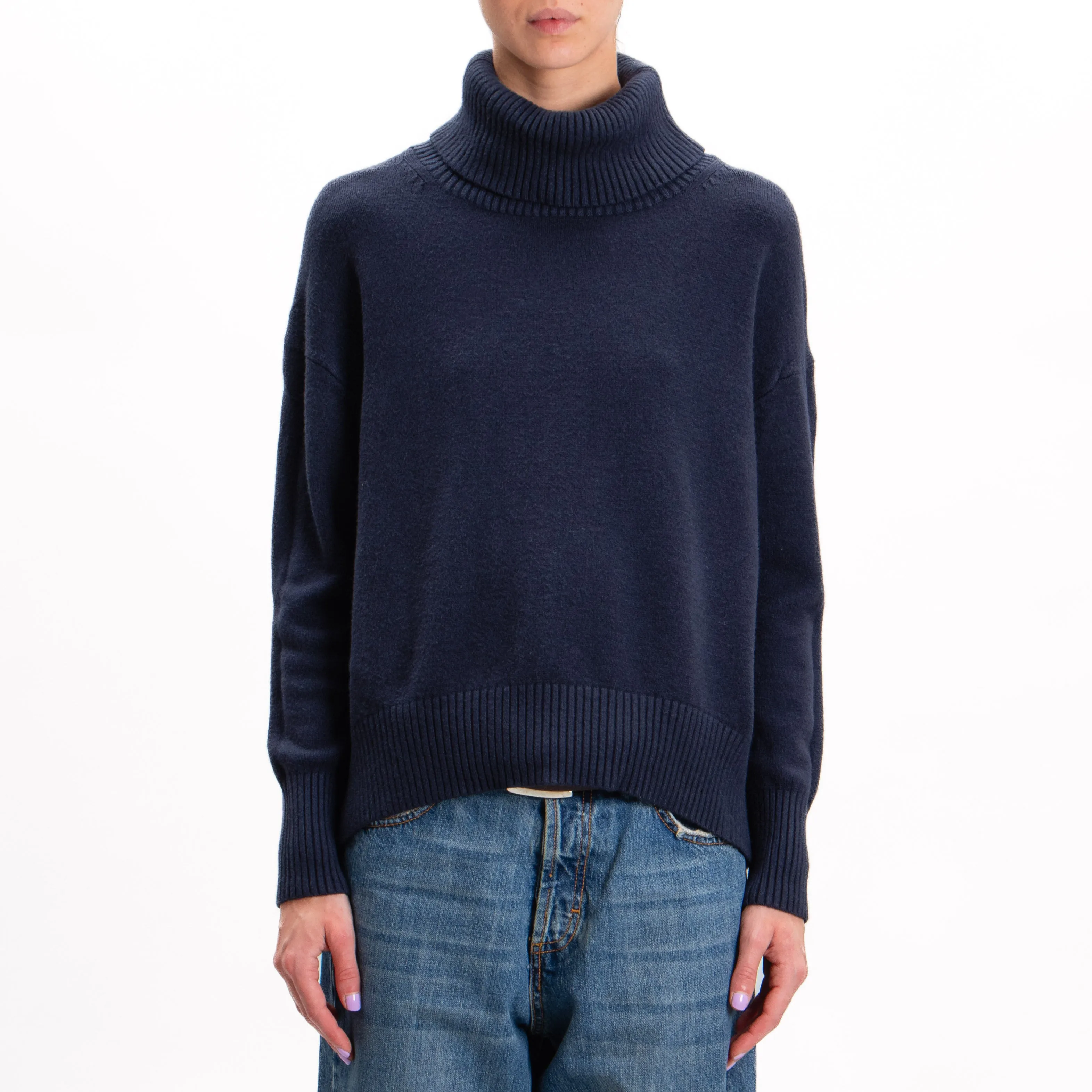 Blue High Neck Sweater by Zeroassoluto