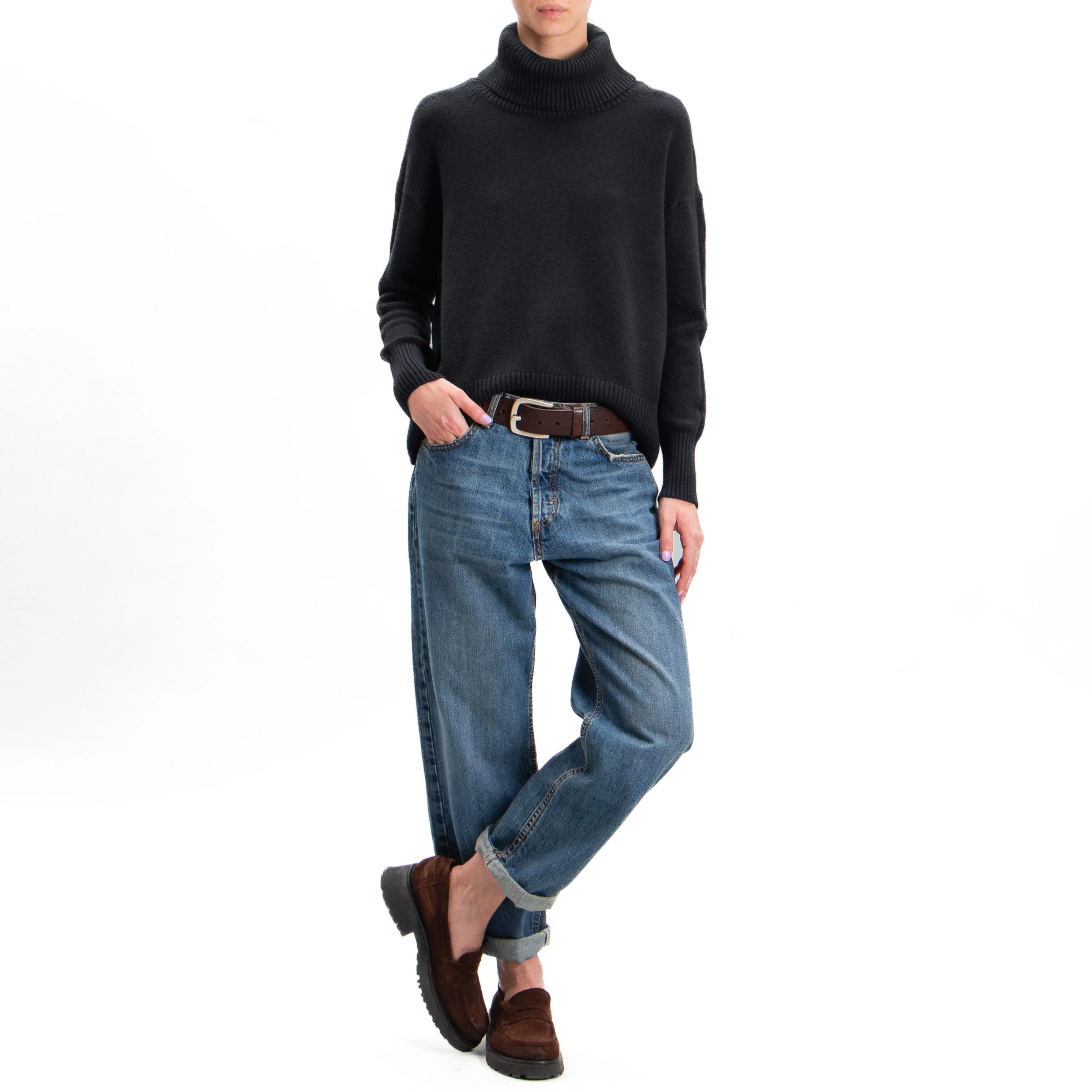 Black High Neck Sweater by Zeroassoluto